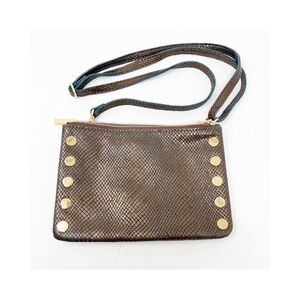 Hammitt Brown Textured Wristlet with Gold Accents